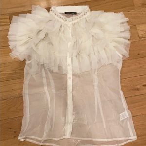 NWT ‼️LULUMARI white neck with pearls top ⭐️